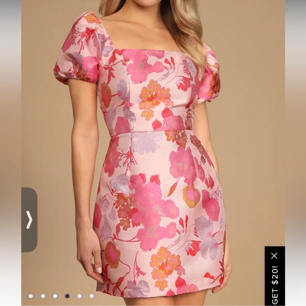 Lulu's Pink and Orange Floral Mini Dress